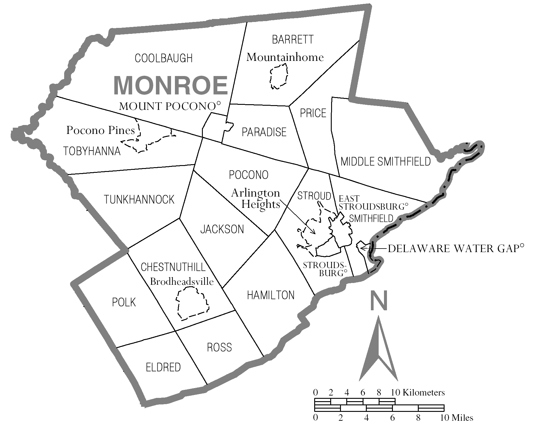 Map of Monroe County, PA